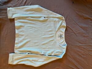 Green Goddess Shirt Womens M Ribbed Thermal Long Sleeve Stretch Cream Beige